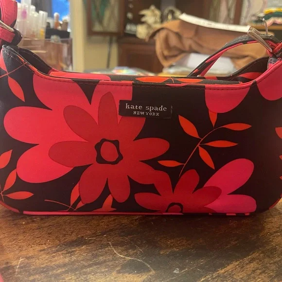 kate spade Bags Kate Spade Red Pink Black Floral Shoulder